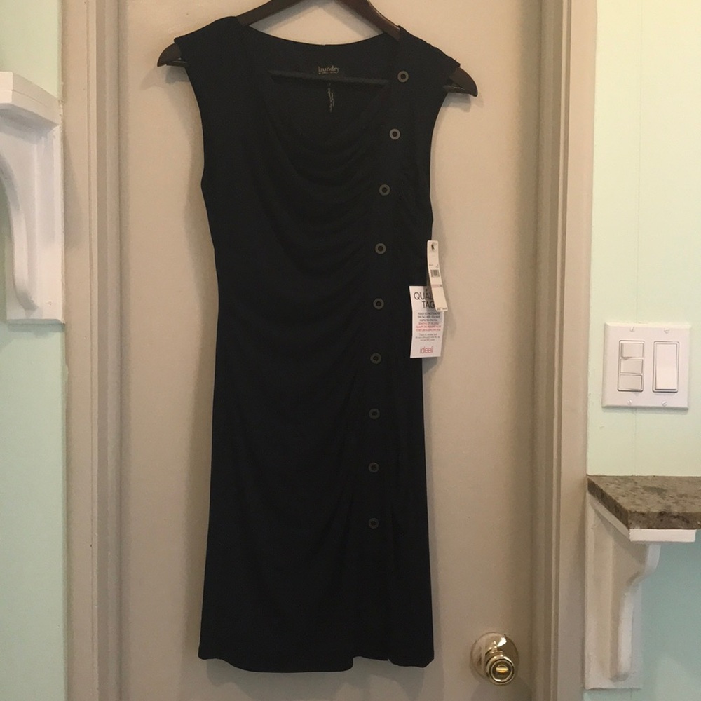 NWT Laundry by shelli segal ruched navy dress